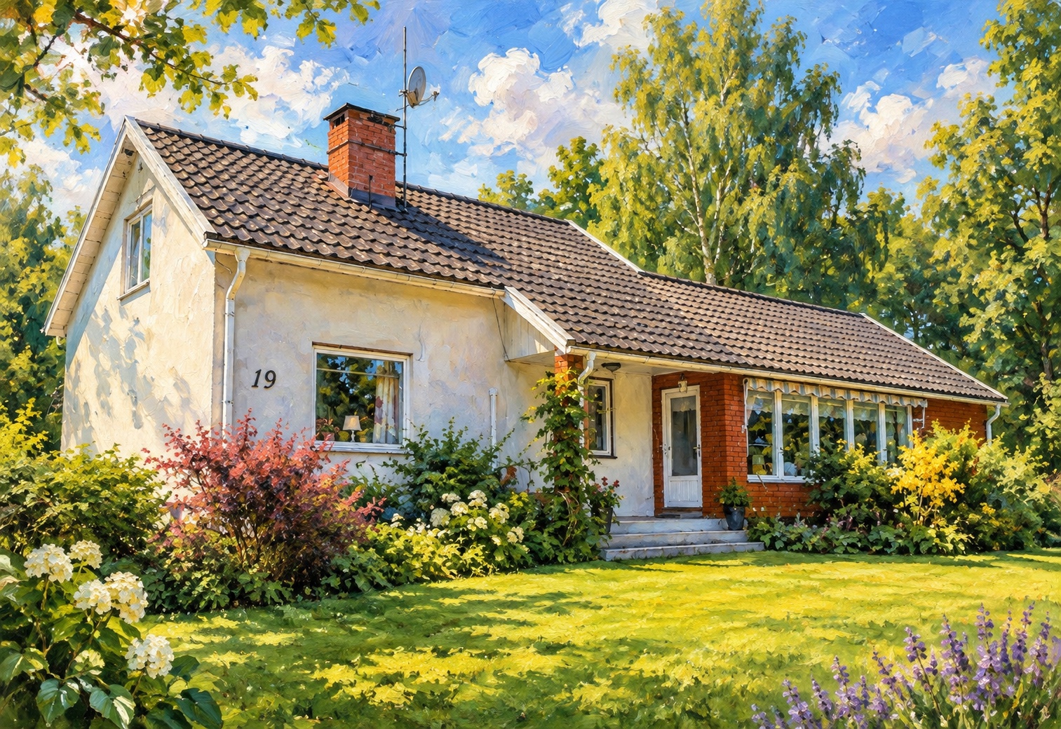 Villa Rödmossa · een geschilderde indruk van ons huis
